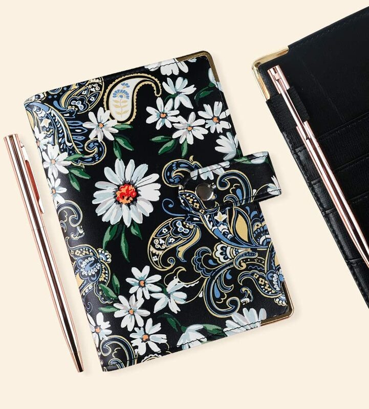 A6 Colorful PU Leather Notebook Binder Style Ledger Storage Bag for Financial Cash Expenses Manage, Money Organizer for Cash