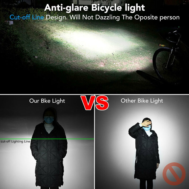 1500Lumen Lanterna Bicicleta ricaricabile potente lampada da bici LED MTB faro anteriore per bicicletta messa a fuoco torcia luce per bici
