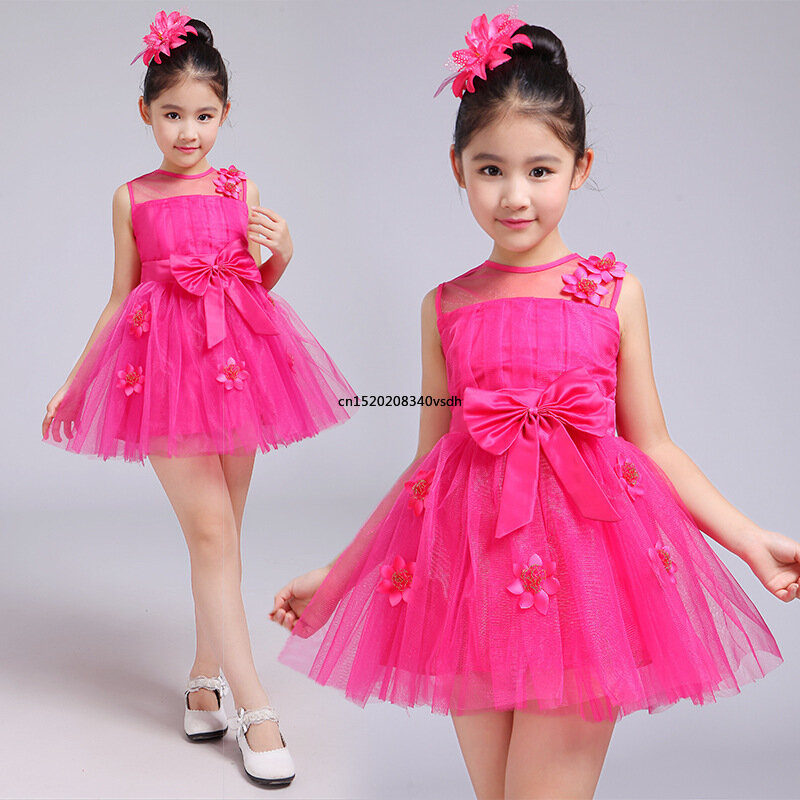 Girls summer Princess gauze dress Children's Day performance dress chorus dress kindergarten sequin dance costume