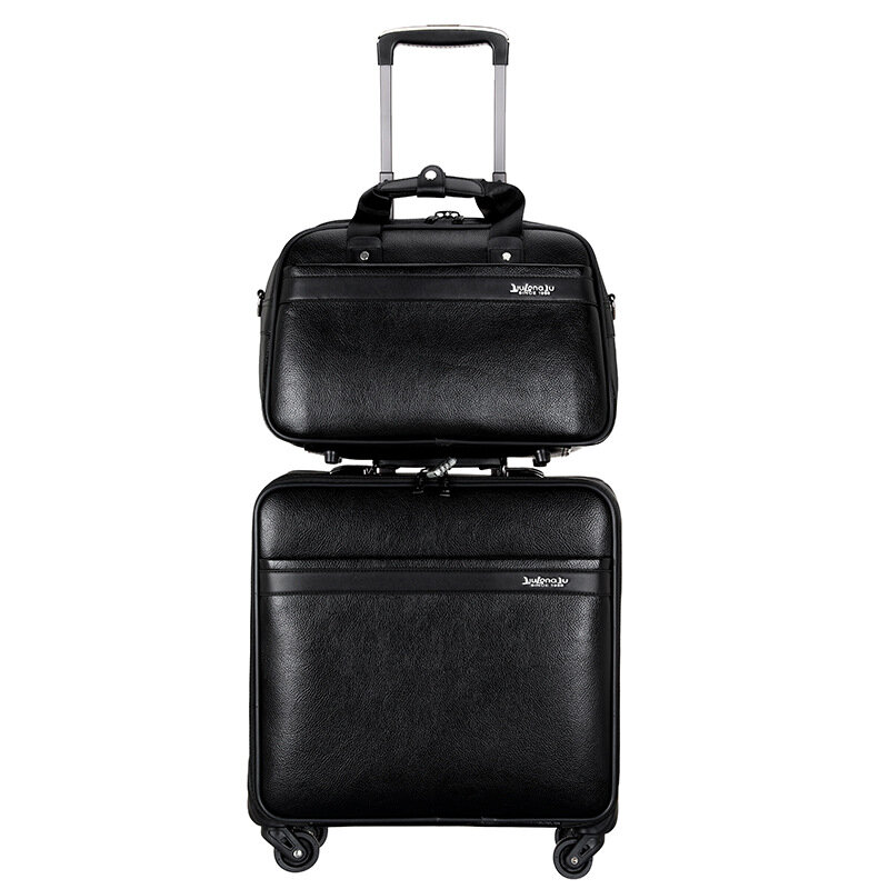 Set koper beroda perjalanan, Set tas koper 18 inci dengan 14 inci, koper putar bisnis, tas troli perjalanan
