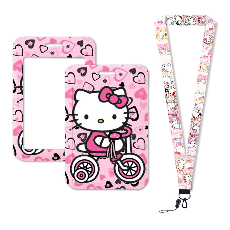 Portatarjetas de Hello kitty para niñas, bolsa de documentos extraíble, portatarjetas Kawaii, juguetes de Anime Ins, nuevo