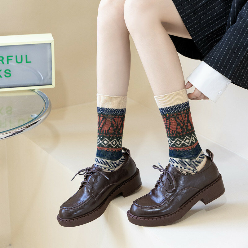 Nieuwe Vintage Dubbele Naald Dubbele Manier Hoge-Kwaliteit Vrouwen Medium Buis Sokken
