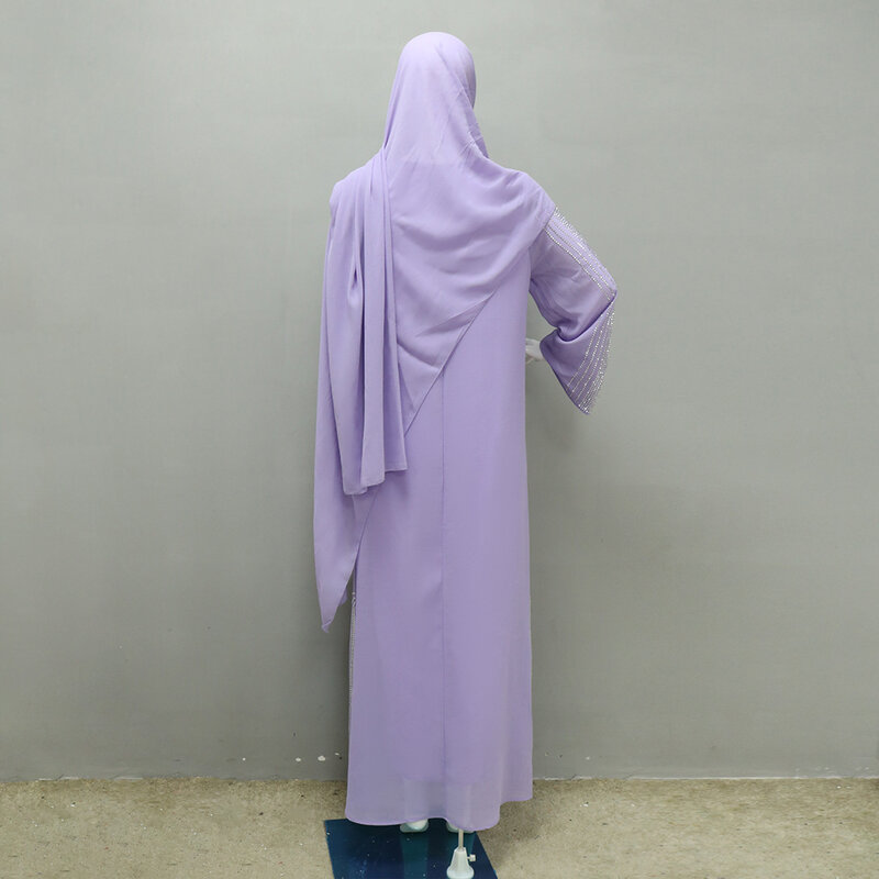 Modna kostium narodowy Abayas dla kobiet dubajska diamentowa szata elegancka sukienka muzułmańska dubajska indyk Islam odzież wieczorowa suknie wieczorowe