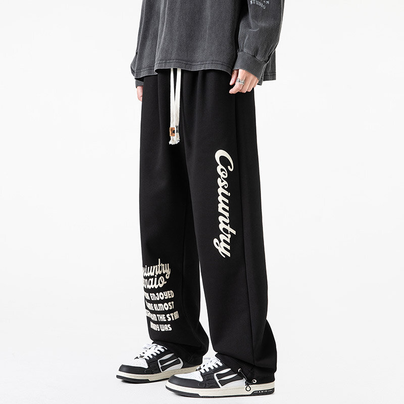 홍콩 스타일의 새로운 미국 패션 브랜드 바지, 남성 청소년 넓은 다리 바지 캐주얼 바지