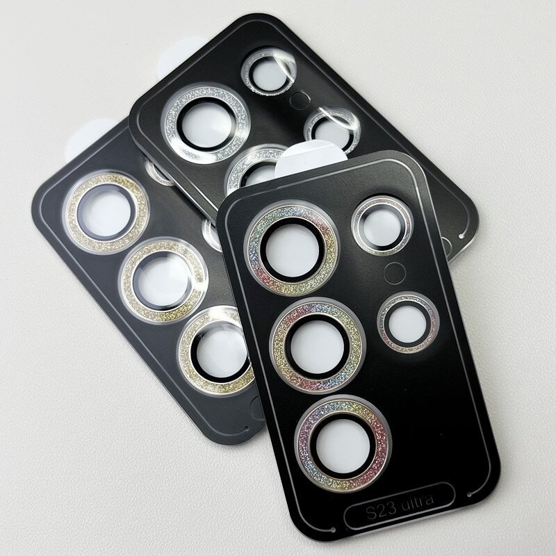 Camera Lens Protector Para Samsung Galaxy, Vidro Temperado, Anéis De Metal, Bling, Diamante, S23Ultra, S24Ultra, S23Plus, S22Ultra