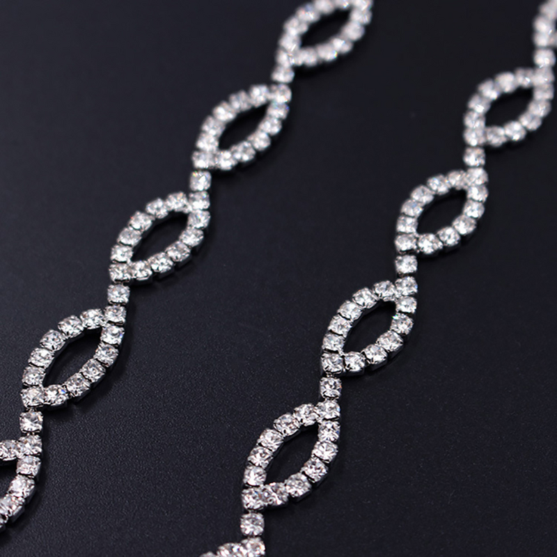 Tali bahu berlian imitasi 8 kata, gaun pengantin tali berkilau, sabuk indah logam yang menawan