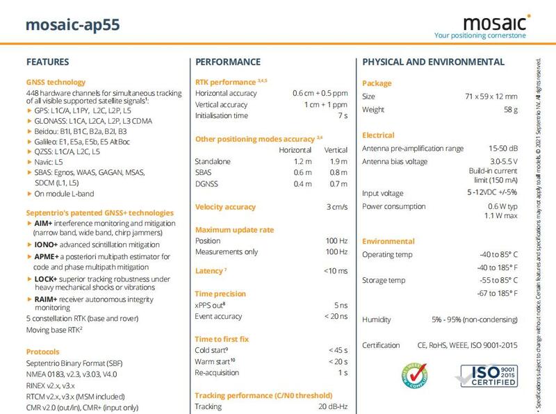 Septentrio mosaic-ap55 bewertungs kit für gnss modul empfänger