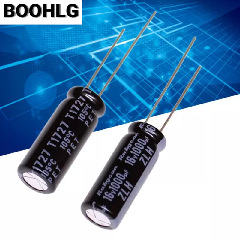 10PCS New Rubycon imported electrolytic capacitor 16v 1000uf 8X20 ruby zlh high frequency and long life