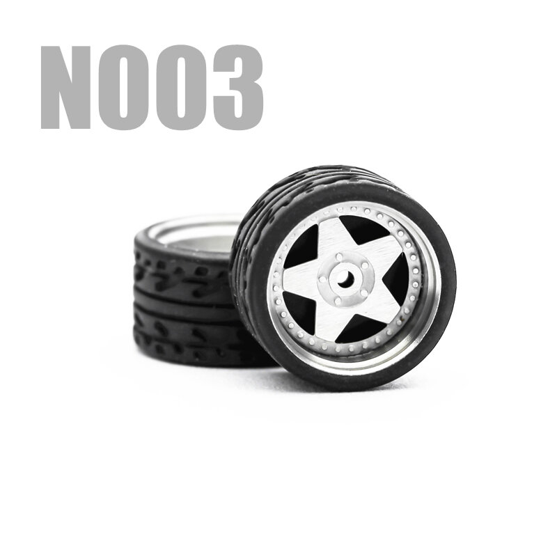 Carlomo-ruedas para modelo de coche clase N, juegos de detalles con neumáticos de goma, llantas Tomica Hot, Juego de 4 piezas, 1/64