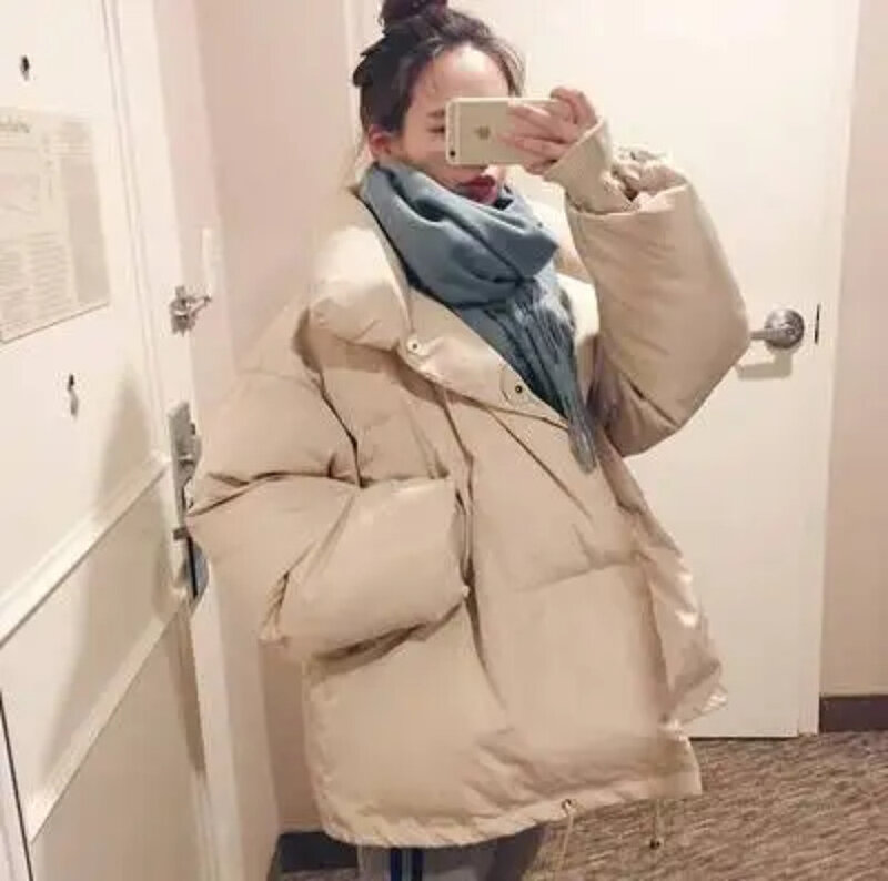 Женская зимняя куртка, толстая стеганая куртка, повседневное свободное короткое пальто, новинка 2023, модное хлопковое пальто