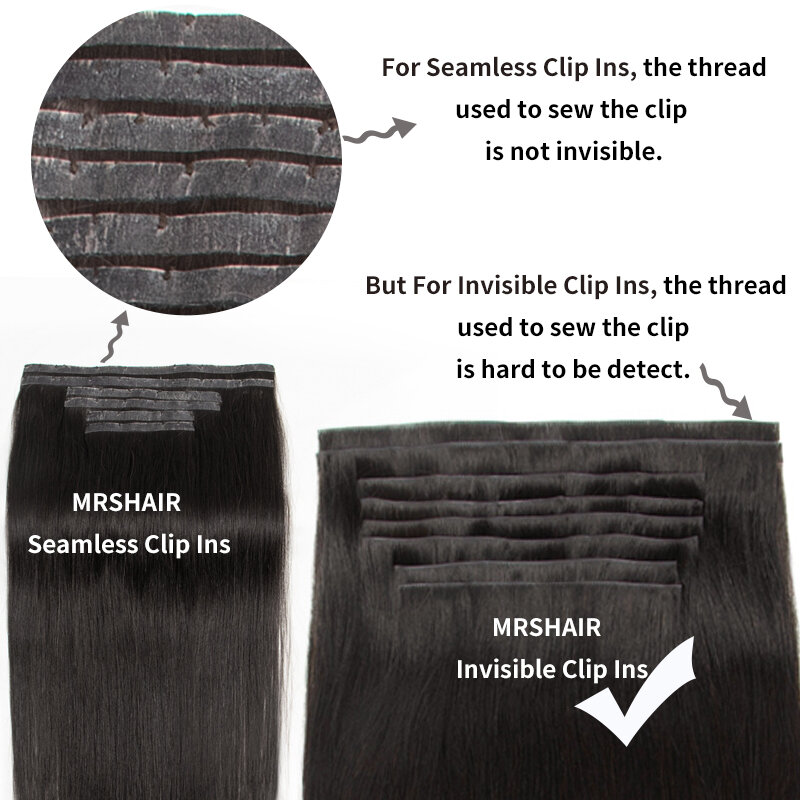 Custom Invisible Clip In Extension Injected PU Thin and Soft Tape Weft Human Hair 8Pcs/set 12-22inch 100G 120G