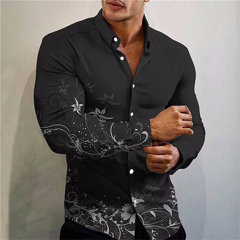 2023 moda uomo di lusso camicie colletto rovesciato camicia abbottonata Casual stampa floreale manica lunga top abbigliamento uomo Cardigan da ballo