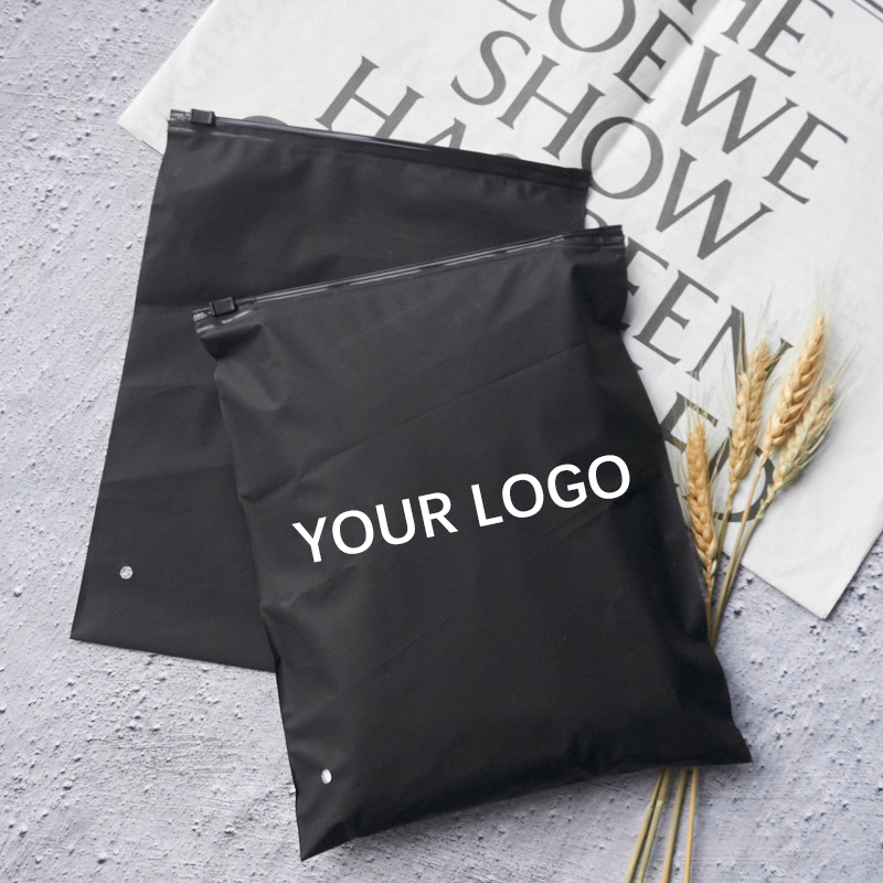 Customized productbiodegradable frosted zip lock slider plastic packaging black pvc eva zipper bags with custom printed logo