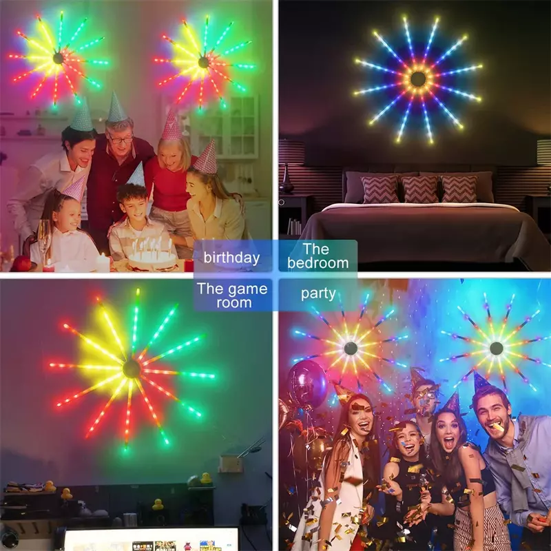 Luce per fuochi d'artificio a LED controllata da App intelligente con luce a distanza per esterni Starburst Dreamcolor Christmas Firework Meteor Light