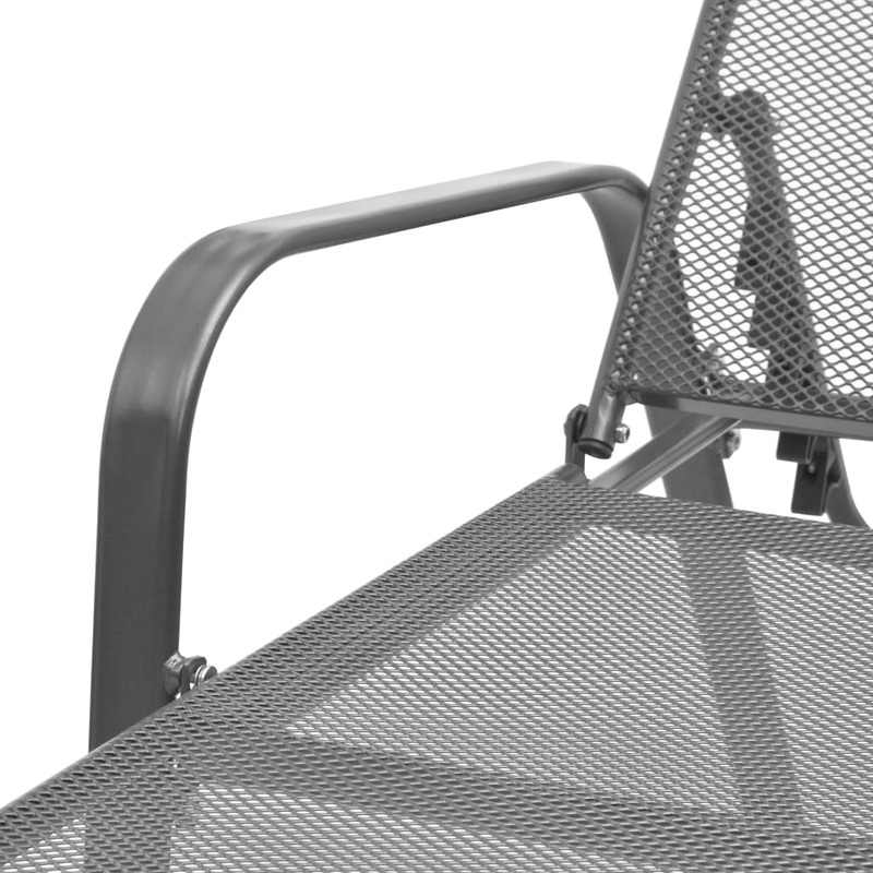 Шезлонг, стул со стальными планками, мебель для патио, антрацитовый 66 x (154-183) x (65-103) см