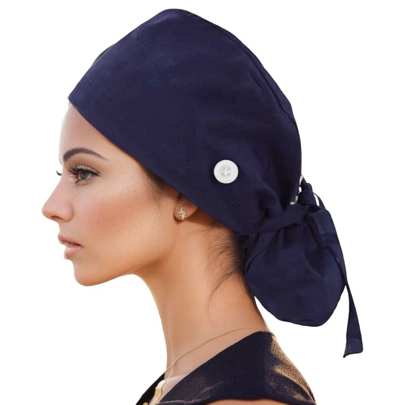 Bonnet de gIslande de travail avec bouton, bandeau anti-transpiration, chapeau d'allaitement solide, réglable, dos élastique, chapeau bouffant, écharpe de tête