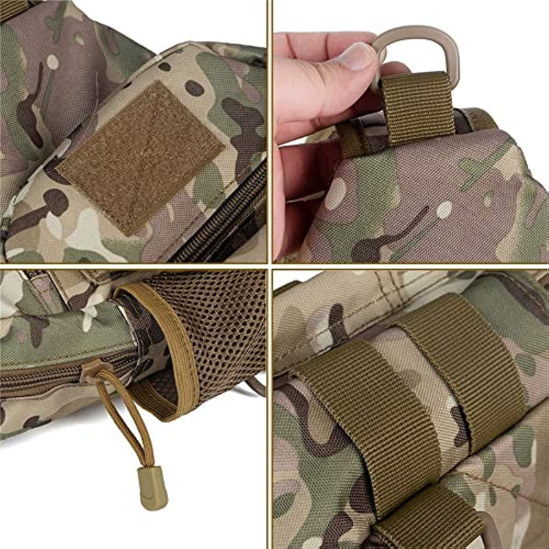 กระเป๋าเป้สะพายไหล่แบบ Molle กันน้ำกระเป๋าสะพายลายยุทธวิธีทางทหารกระเป๋าเป้สายเดียวพร้อมที่ใส่กระบอกน้ำ