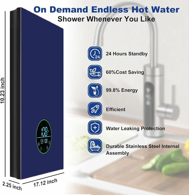 Tankless Water Heater Electric 9kW 240V, Geesen GE090T Point of Use Sink Instant Hot Water Heater Digital Display