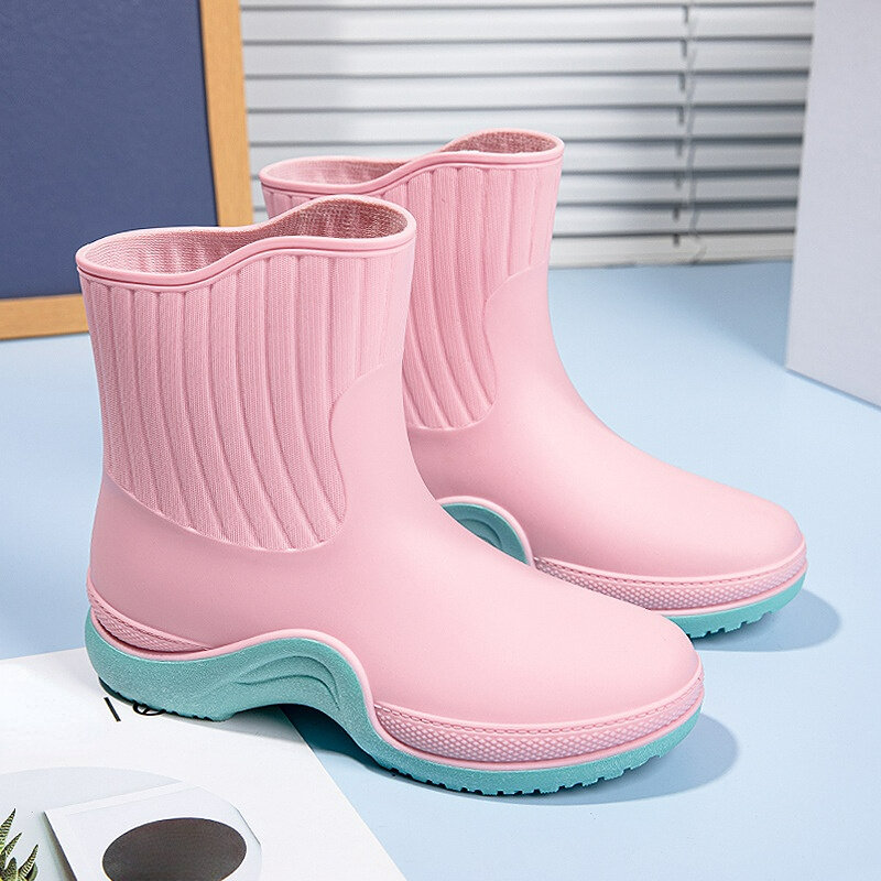 Women's Rubber Boots Waterproof Galoshes Ladies Comfort Wear-resistant Rain Shoes Designer Insulated Water Shoes Botas Femininas