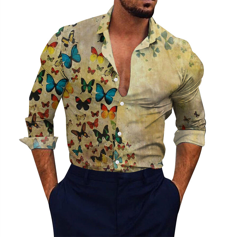 2024 camicia Pirnt a righe da uomo camicetta Casual a maniche lunghe camicetta oversize in bianco e nero moda camicia Hawaii per abbigliamento uomo