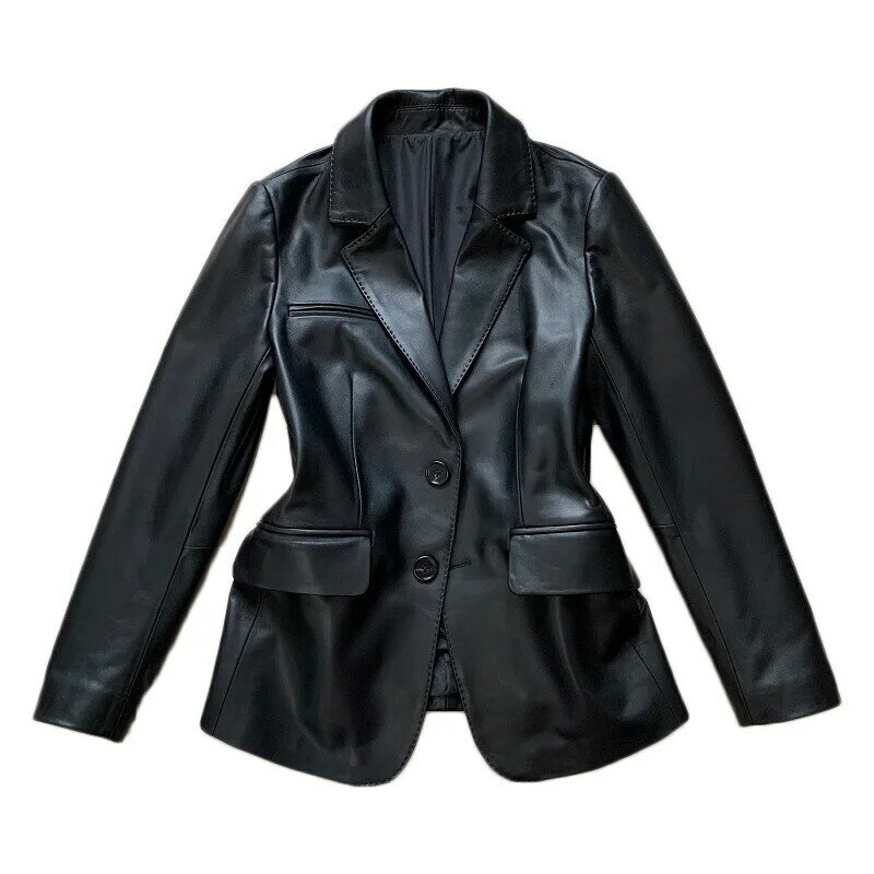2023 New Real Sheepskin Jacket Women Spring Autumn Genuine Leather Jackets Slim Single-breasted Leather Coat Casual Ja