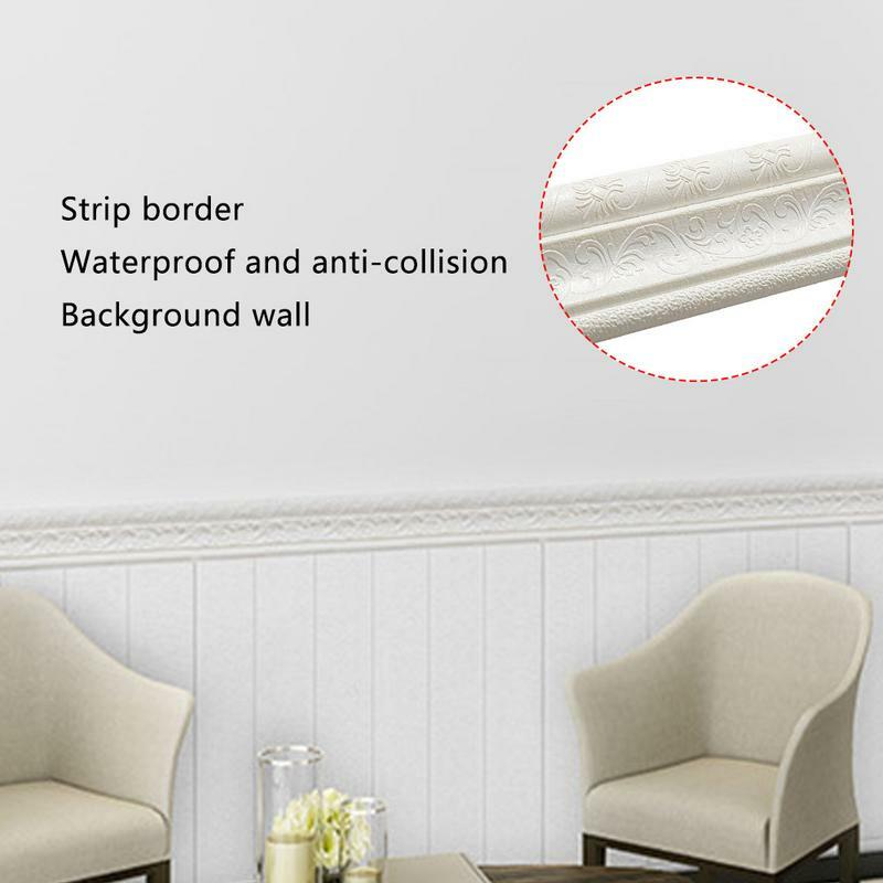 3D Foam Wall Trim para sala de estar, Linha de rodapé autoadesiva, rodapé impermeável, papel de parede fronteira, adesivo, decoração