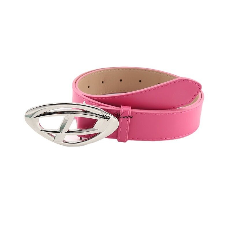 Cinturón Vintage Y2K para mujer, decoración para mujer, pantalones vaqueros casuales simples coreanos con pretina rosa y negra, cinturón de tendencia adelgazante
