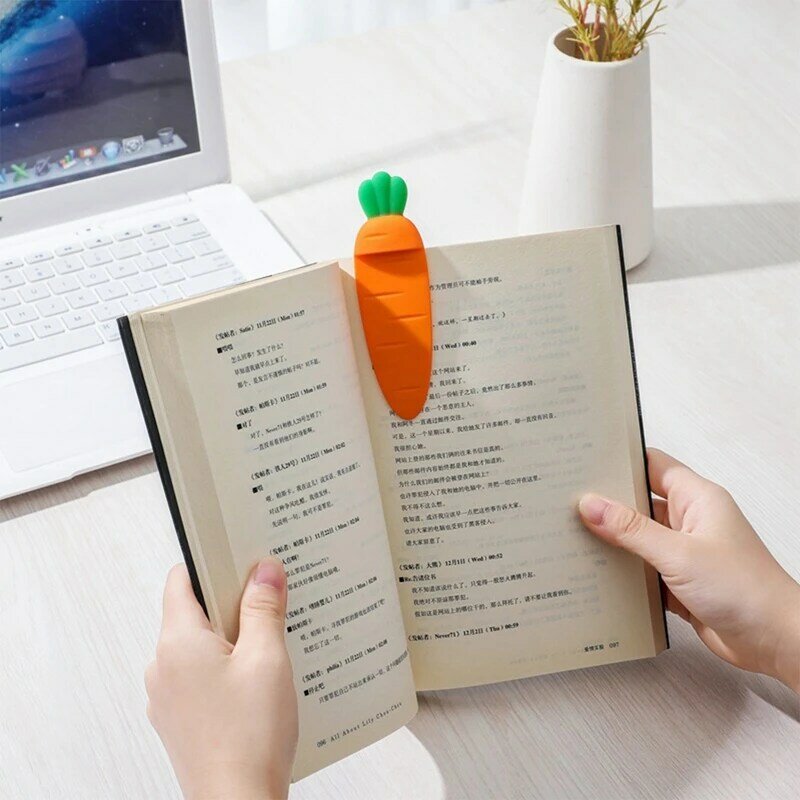 Kawaii Cartoon Silicone carota segnalibro per studente porta libri raccoglitore divisore indice lettore cancelleria forniture scolastiche per ufficio