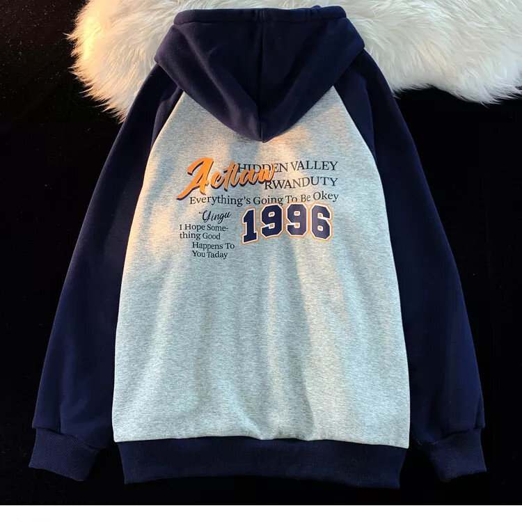 2022แฟชั่น Oversize คู่ Vintage Plush Hooded ซิปเสื้อกันหนาวไหมพรมผู้หญิงในฤดูใบไม้ร่วงและฤดูหนาวแจ็คเก็ต