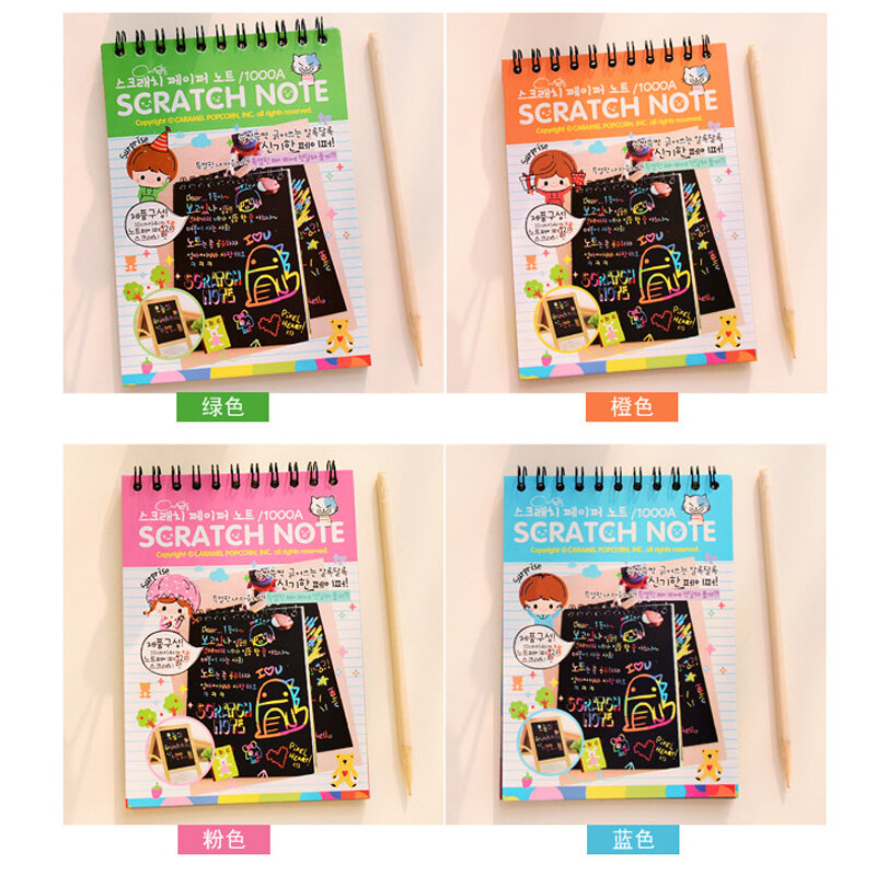 10 Pagina Magic Antistress Kleurboeken Voor Kinderen Volwassen Kids Tekeningen Scratch Note Boek Zwart Karton Briefpapier