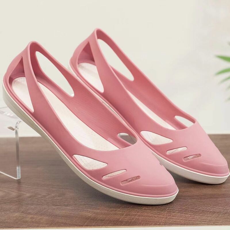 Baotou รองเท้าแตะสำหรับผู้หญิง, ใหม่รองเท้าแตะรองเท้าพื้นเตี้ยเจลลี่พื้นนุ่ม gratis ongkir รองเท้าแตะชายหาดกลางแจ้งกันลื่นระบายอากาศ