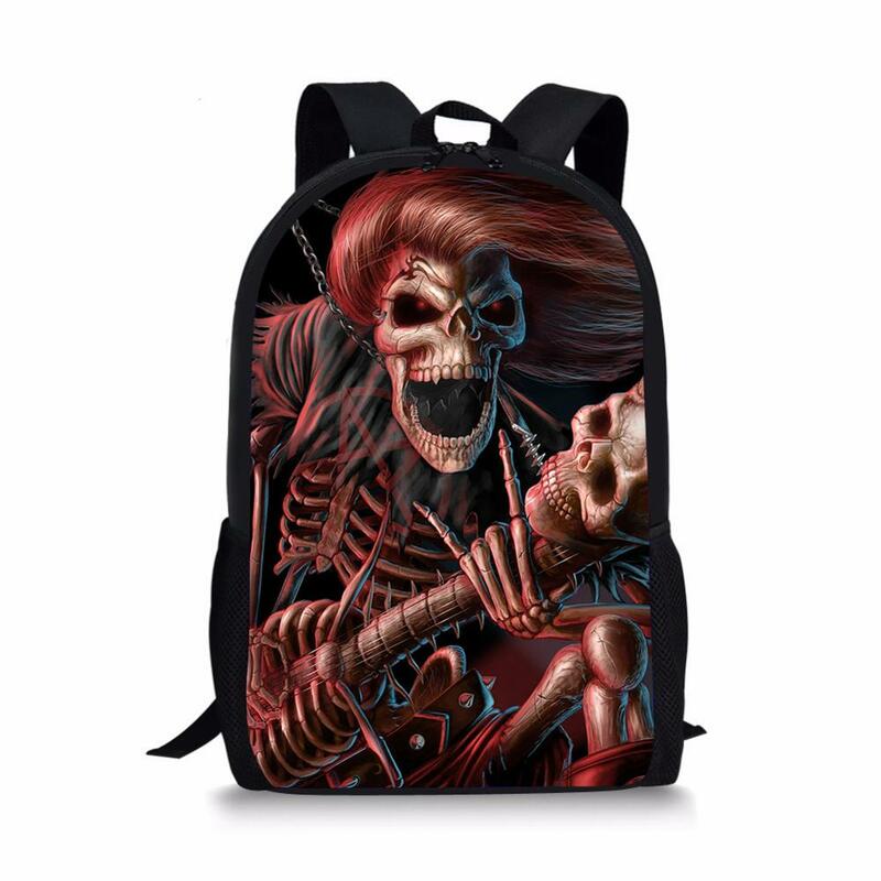 Fashion Cool Punk Skull Print Backpack Teenager Boys Girls School Bag Laptop Bag Daily Casual Backpack Travel Storage Rucksacks