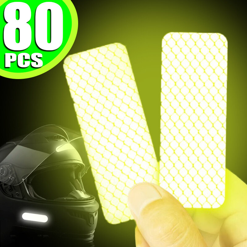 80/40/10PCS Helmet Safety Warning Reflective Stickers Waterproof High Visibility Reflector Tape for Night Riding Walking Car
