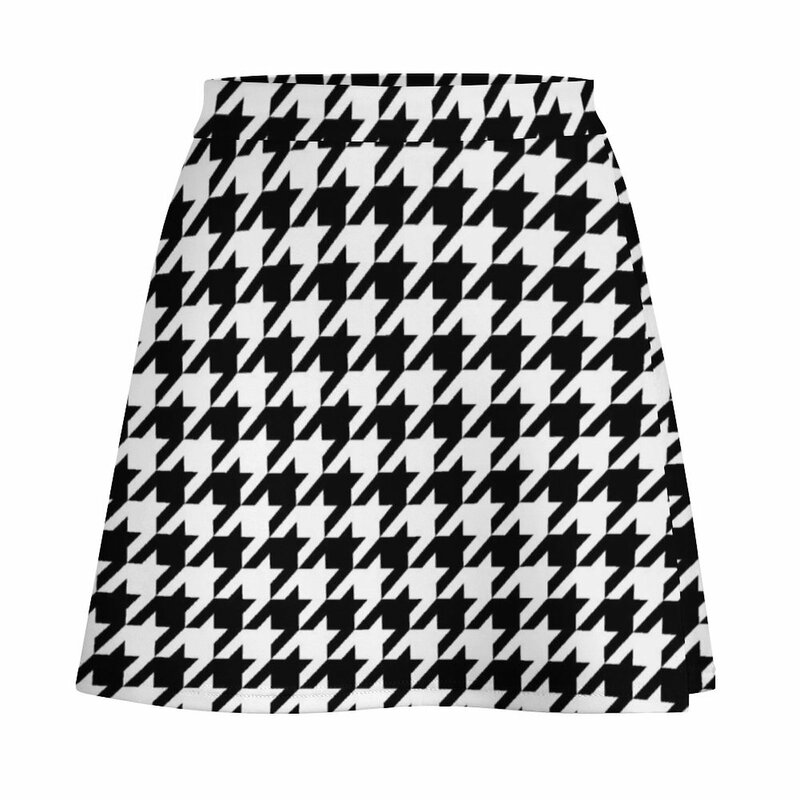 하운드투스 추상적인 기하학 패턴, 블랙 깨진 체크 미니 스커트, 여성 의류, 럭셔리 이브닝 드레스, 2023 여름 스커트