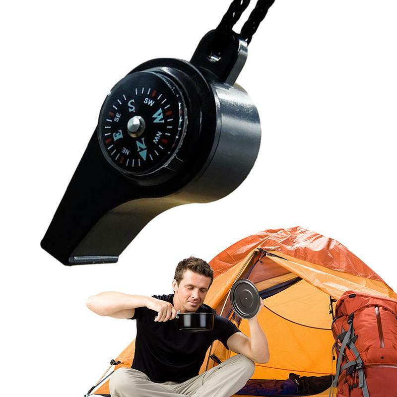 나침반이 있는 캠핑 호루라기, 3 in 1 나침반 하이킹, 온도계 포함, 야외 다기능 도구, 시끄러운 생존 호루라기