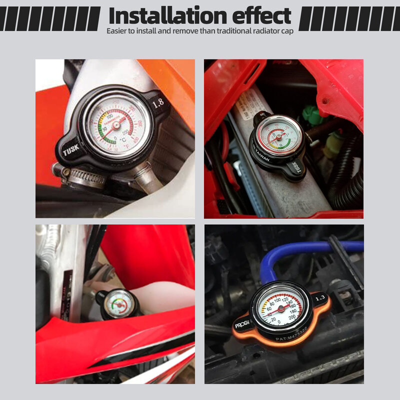 Tappo radiatore termico universale per auto moto 0.9 ~ 1.8 Bar 25.6psi coperchio serbatoio indicatore di temperatura dell'acqua