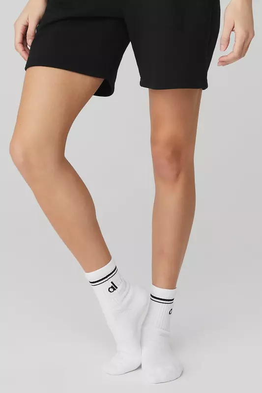AL Yoga-Calcetines de algodón para mujer, medias deportivas Unisex para las cuatro estaciones, en blanco y negro, accesorio de ocio para Yoga