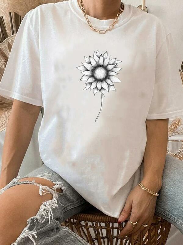90年代スタイルの女性用水彩Tシャツ,ベーシックな夏服,半袖プリントTシャツ,グラフィックTシャツ