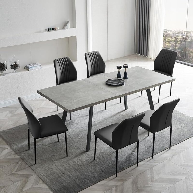 Set tavolo da cucina Mid-Century per 6-8 persone per sala da pranzo tavolino con piano elevatore gambe in acciaio dorato mobili sedie da soggiorno