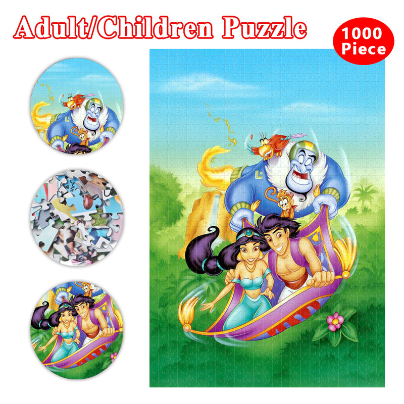 디즈니 알라딘 퍼즐 300/500/1000 조각 성인 교육 게임 공주 재스민 만화 게임 및 퍼즐