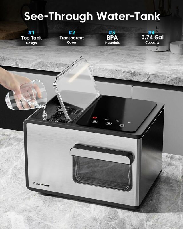 Freezimer Dreamice X3 | Nugget Ice Maker Machine Countertop 40lbs/24h with Chewable Sonic Ice Self-Cleaning Function