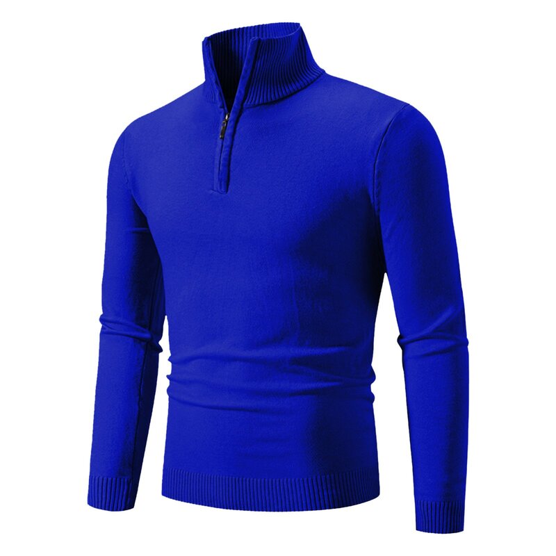 Male Quarter Zip Sweater Slim Fit Casual Pullover Sweater Mock Neck Sweaters