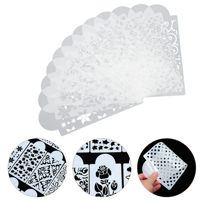 12 Pcs Painting Template Stencil For Crafts for Diy DIY Drawing Hollow Out Supply Plastic Small Fresh Style