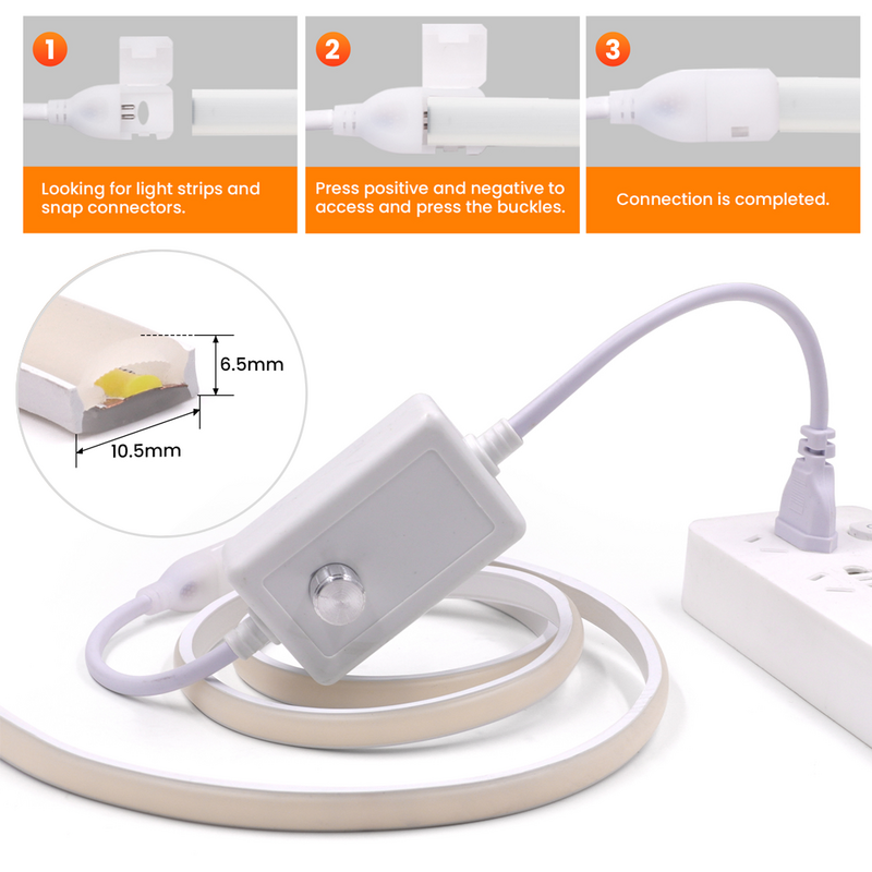 Bande lumineuse LED COB à intensité variable, néon, 220V, 288 diodes/m, ruban super lumineux, RA90, 3000K, 4000K, 6000K, étanche