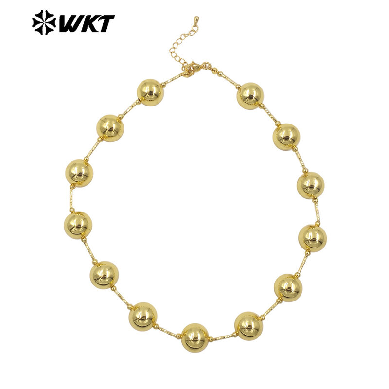 WT-JFN08 WKT-Cuentas redondas de oro de 18k para niñas, joyería especial para vestido de noche, accesorios para collar, nuevo diseño