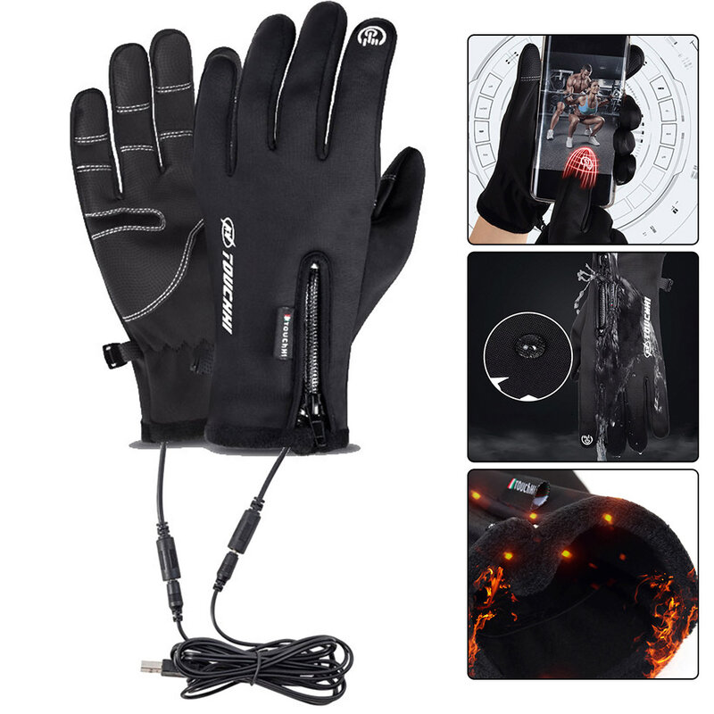 USB-Touchscreen-Handschuhe Winter-Ski handschuhe wind dichte beheizte Handschuhe zum Radfahren Laufen Fahren Wandern Gehen für Frauen Männer