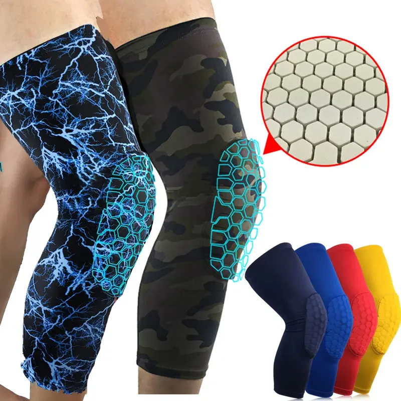 1PC Honeycomb Basketball Knee Pads Sport Volleyball Football Safety Training Knee Support Protector Brace Compression Leg Sleeve