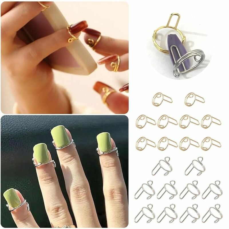 10Pcs Fingertip Nail Rings Reusable Phalanx Ring Removable Causal Adjustable Reusable Removable Nail Art Decoration