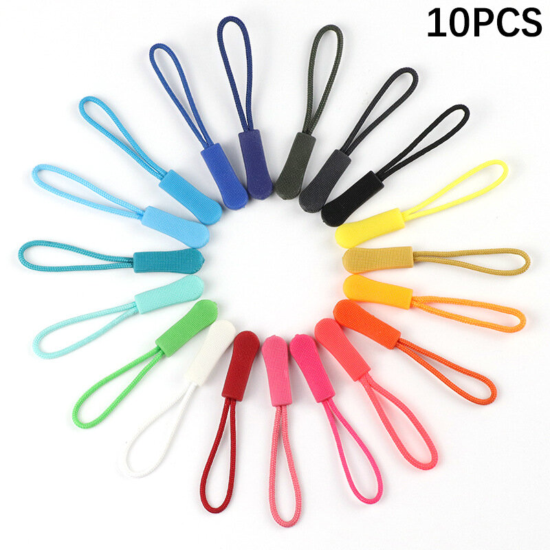 New 10pcs Zipper Pull Puller End Fit Rope Tag Replacement Clip Broken Buckle Fixer Zip Cord Tab Travel Bag Suitcase Tent