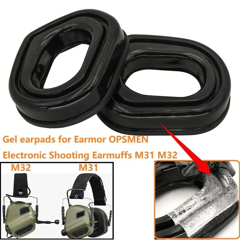 Gel Earpads Replacemnt Compatible with Earmor OPSMEN Electronic Shooting Earmuffs M31 M32 Tactical Headset Airsoft Hunt Earmuff